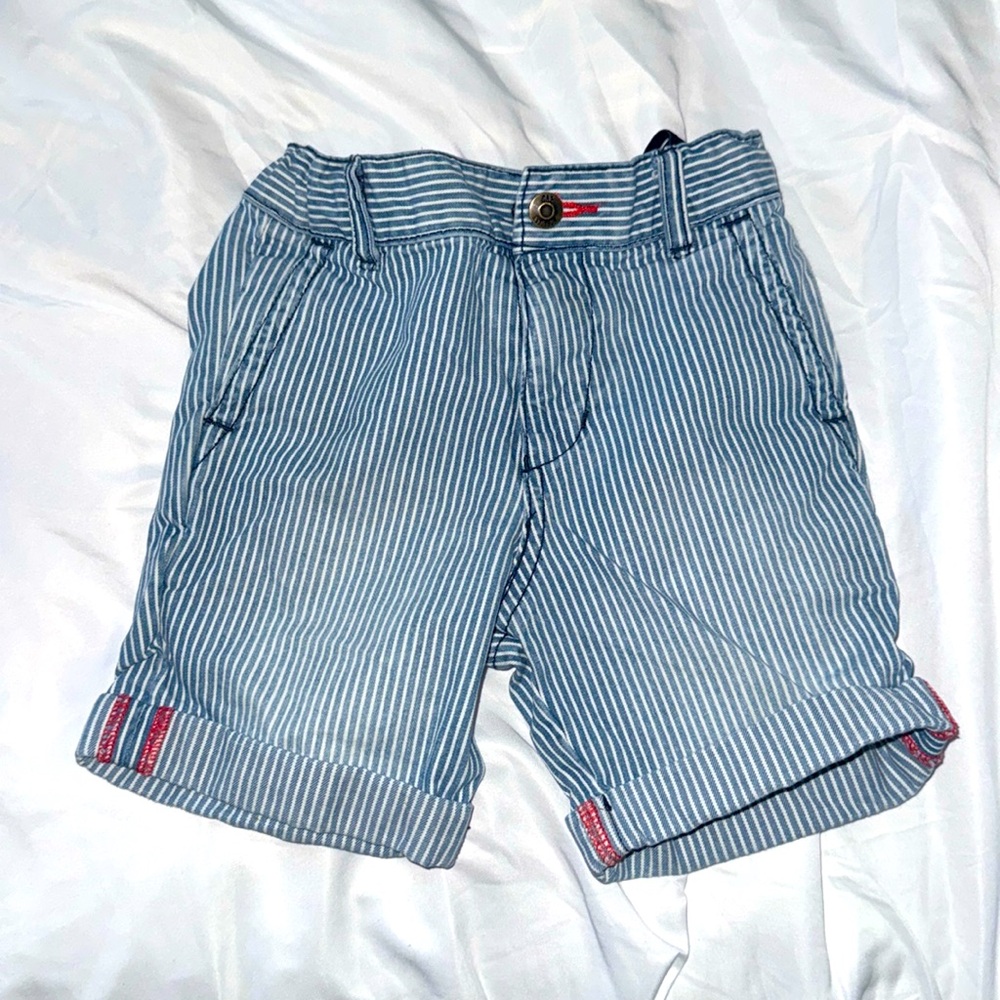 Striped Denim Shorts